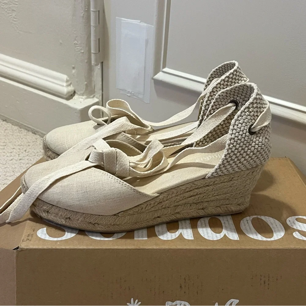 Soludos Cream Espadrille Wedges - Picture 4 of 5